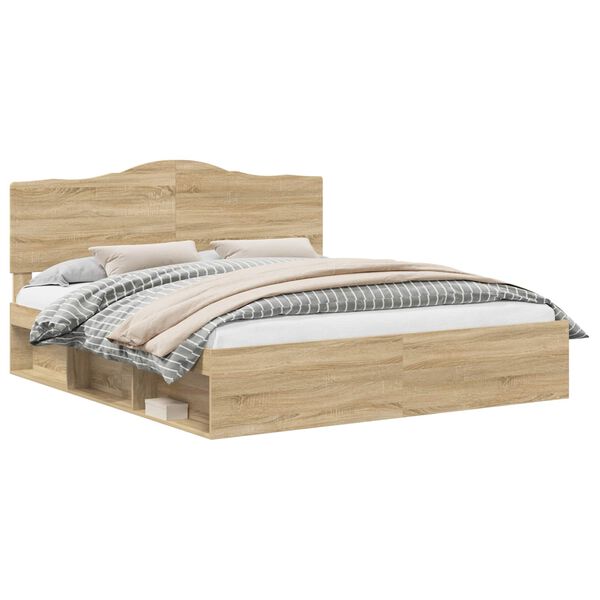 vidaXL R&aacute;m postele s čelo Sonoma 200 x 200 cm Masivn&iacute; borov&eacute; dřevo