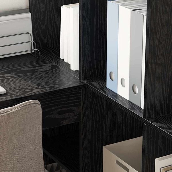 vidaXL Rohov&yacute; psac&iacute; stůl s polic&iacute; Čern&yacute; dub 101,5 x 149,5 x 149,5 cm