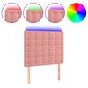 vidaXL Čelo postele s LED růžov&eacute; 100x5x118/128 cm samet