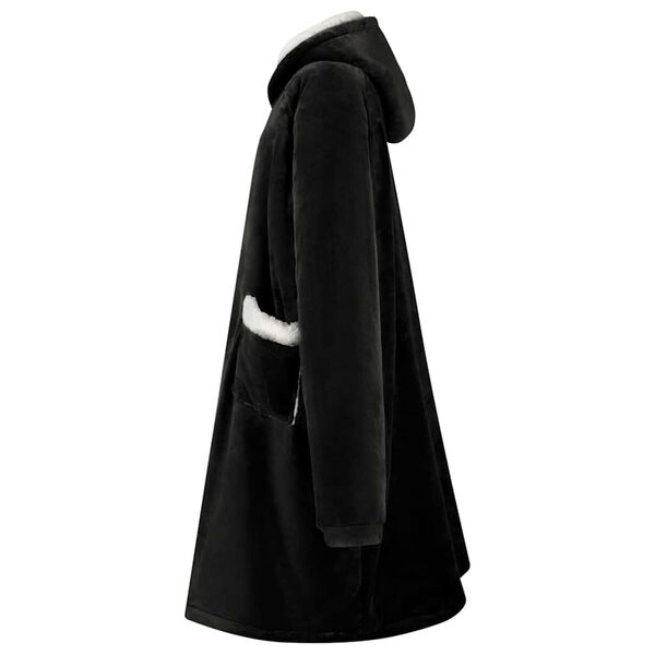 vidaXL Mikina s kapucí Černá s Fleece a flanel