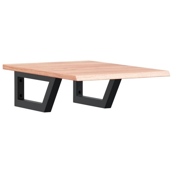 vidaXL Deska pod umyvadlo n&aacute;stěnn&aacute; ocel a masivn&iacute; dubov&eacute; dřevo