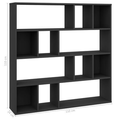 vidaXL Knihovna / dělící stěna černá 110 x 24 x 110 cm dřevotříska