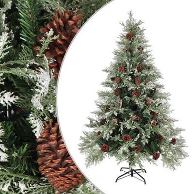 vidaXL Vánoční stromek se šiškami zelenobílý 150 cm PVC a PE