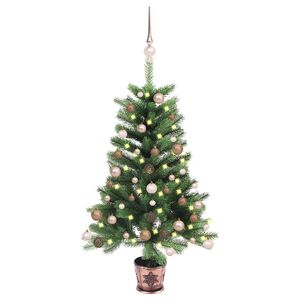 vidaXL Uměl&yacute; v&aacute;nočn&iacute; stromek s LED a sadou koul&iacute; 90 cm zelen&yacute;