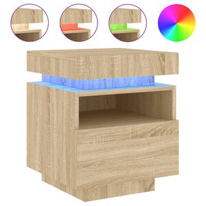 vidaXL Nočn&iacute; stolek s LED osvětlen&iacute;m dub sonoma 40 x 39 x 48,5 cm