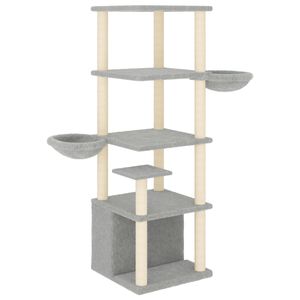 vidaXL &Scaron;krabadlo pro kočky se sisalov&yacute;mi sloupky světle &scaron;ed&eacute; 147 cm