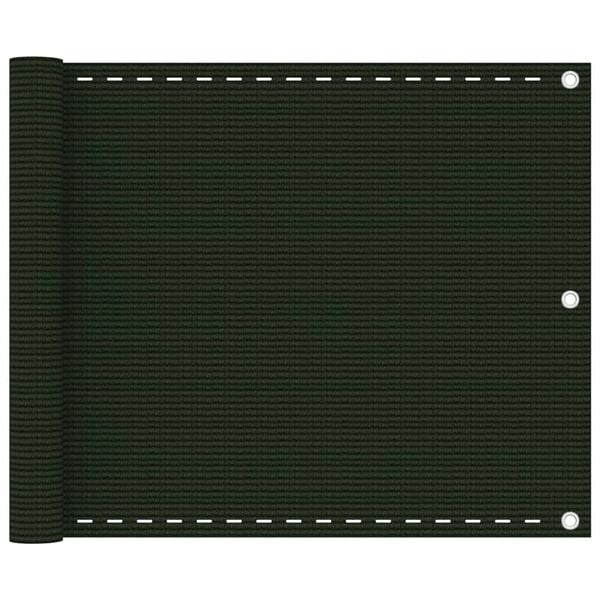 vidaXL Balkonov&aacute; z&aacute;stěna tmavě zelen&aacute; 75 x 500 cm HDPE