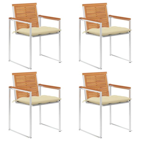 vidaXL Zahradn&iacute; židle 4 ks s podu&scaron;kami masivn&iacute; ak&aacute;ciov&eacute; dřevo