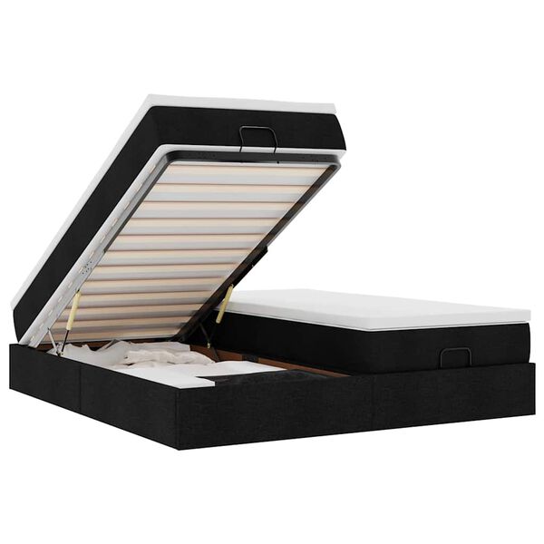 vidaXL Osmansk&yacute; r&aacute;m postele s matrac&iacute; čern&yacute; 200x200cm textil