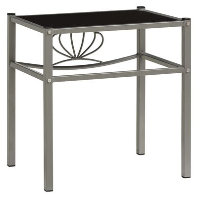 vidaXL Noční stolek šedý a černý 42,5 x 33 x 44,5 cm kov a sklo