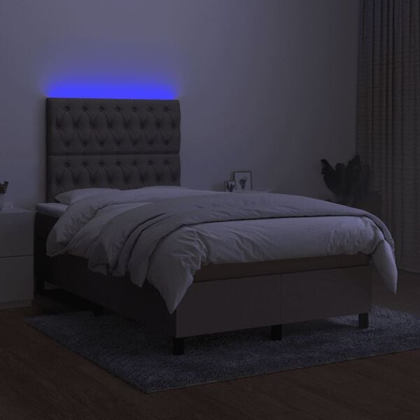 vidaXL Box spring postel s matrac&iacute; a LED taupe 120x190 cm textil