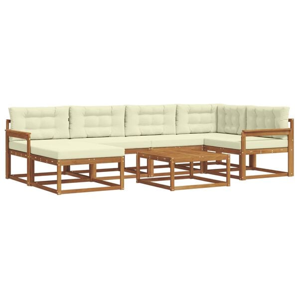 vidaXL Venkovn&iacute; pohovkov&aacute; souprava 7 pcs Přirozen&aacute; a Kr&eacute;mov&aacute;