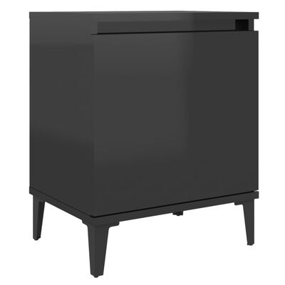 vidaXL Noční stolek s kovovými nohami černý vysoký lesk 40x30x50 cm