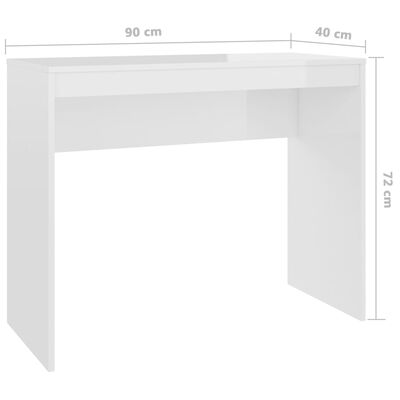 vidaXL Psací stůl bílý s vysokým leskem 90x40x72 cm kompozitní dřevo