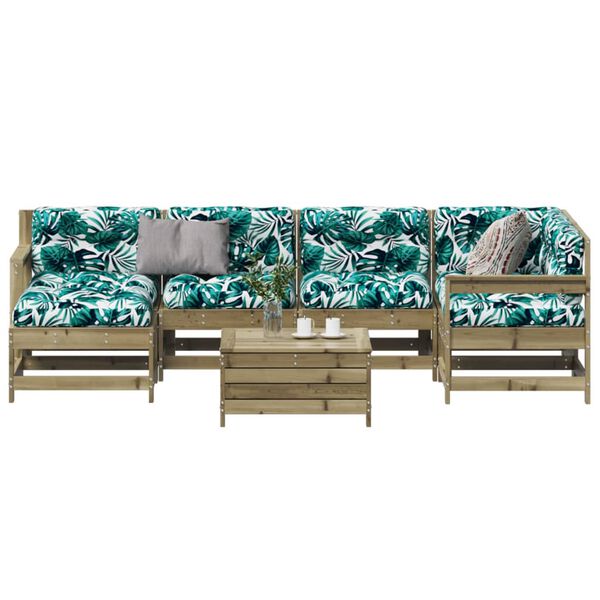 vidaXL 7d&iacute;ln&aacute; zahradn&iacute; sedac&iacute; souprava a podu&scaron;ky impregnovan&aacute; borovice