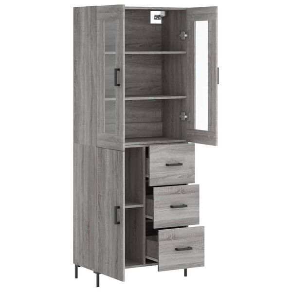 vidaXL Skř&iacute;ň highboard &scaron;ed&aacute; sonoma 69,5 x 34 x 180 cm kompozitn&iacute; dřevo