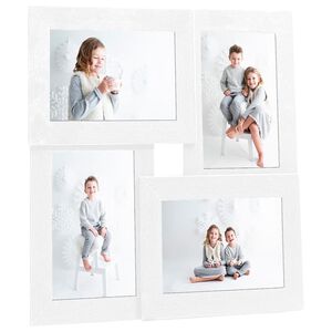 vidaXL Kol&aacute;žov&yacute; fotor&aacute;meček na 4 obr&aacute;zky (10 x 15 cm) b&iacute;l&yacute; MDF