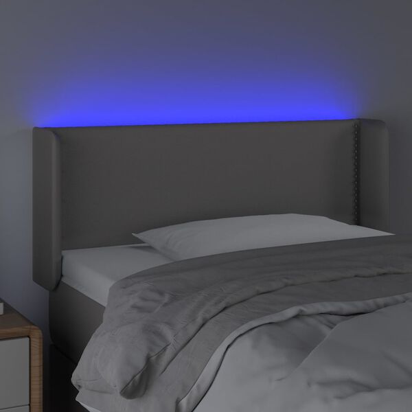 vidaXL Čelo postele s LED šedé 93 x 16 x 78/88 cm umělá kůže