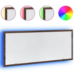 vidaXL Koupelnov&eacute; zrcadlo s LED hněd&yacute; dub 100 x 8,5 x 37 cm kompozit