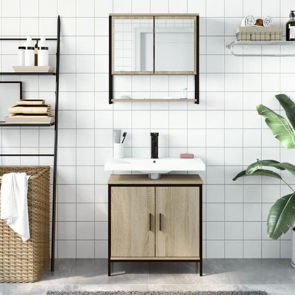 vidaXL 2d&iacute;ln&yacute; set koupelnov&eacute;ho n&aacute;bytku dub sonoma kompozitn&iacute; dřevo