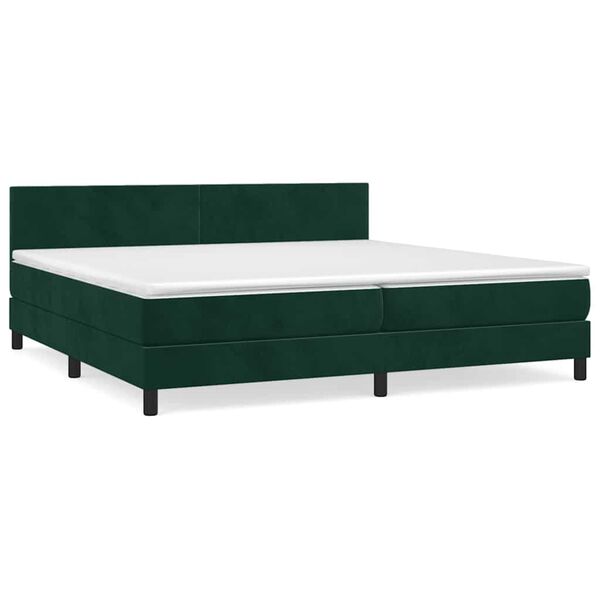 vidaXL Box spring postel s matrac&iacute; tmavě zelen&aacute; 200x200 cm samet