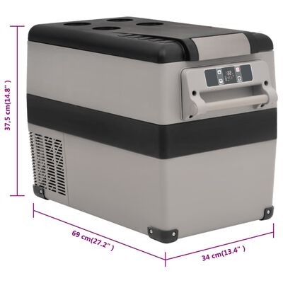 vidaXL Chladicí box s rukojetí a adaptérem černý a šedý 35 l PP a PE