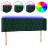 vidaXL Čelo postele s LED tmavě zelen&eacute; 147 x 16 x 78/88 cm samet