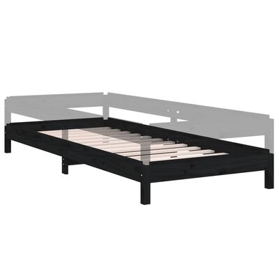 vidaXL Stohovatelná postel černá 90 x 190 cm masivní borovice