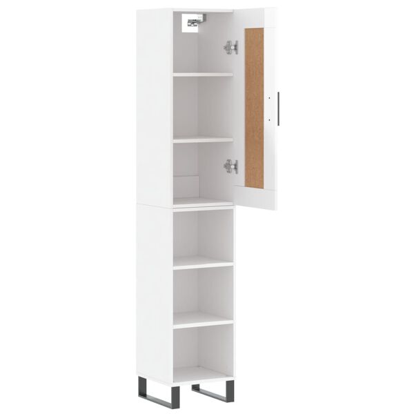 vidaXL Skř&iacute;ň highboard b&iacute;l&aacute; s vysok&yacute;m leskem 34,5x34x180 cm kompozit