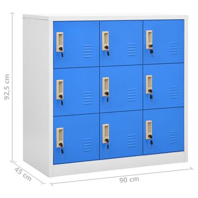 vidaXL Uzamykatelné skříně 2 ks světle šedé a modré 90x45x92,5 cm ocel