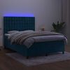 vidaXL Box spring postel s matrac&iacute; a LED tmavě modr&aacute; 140x190 cm samet