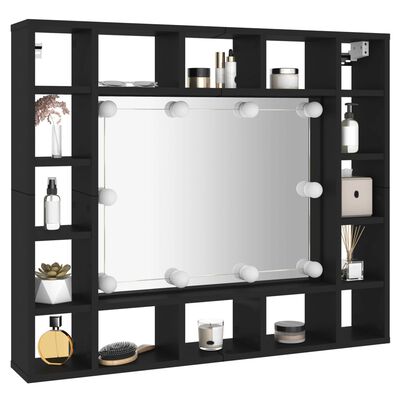 vidaXL LED zrcadlová skříňka černá 91 x 15 x 76,5 cm