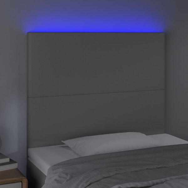 vidaXL Čelo postele s LED šedé 80x5x118/128 cm umělá kůže