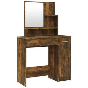 vidaXL Toaletn&iacute; stolek se zrcadlem kouřov&yacute; dub 86,5 x 35 x 136 cm