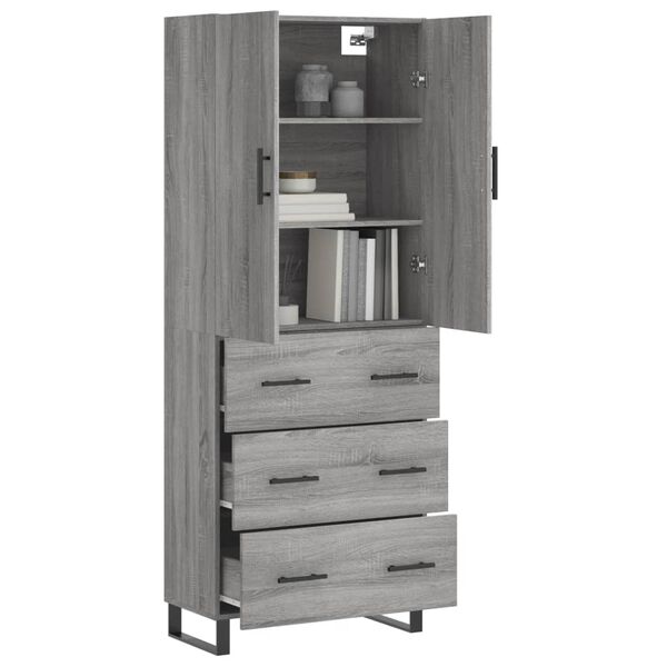 vidaXL Skř&iacute;ň highboard &scaron;ed&aacute; sonoma 69,5 x 34 x 180 cm kompozitn&iacute; dřevo