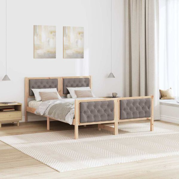 vidaXL Rám postele s čelo Taupe 150 x 200 cm Masivní borové dřevo
