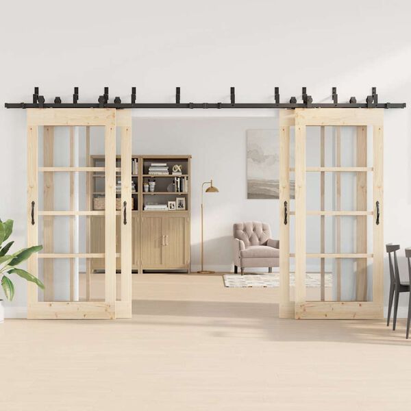 vidaXL Sada př&iacute;slu&scaron;enstv&iacute; pro posuvn&eacute; dveře 400 cm ocelov&aacute; čern&aacute;