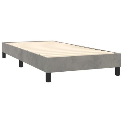 vidaXL Box spring postel s matrací světle šedá 90x200 cm samet