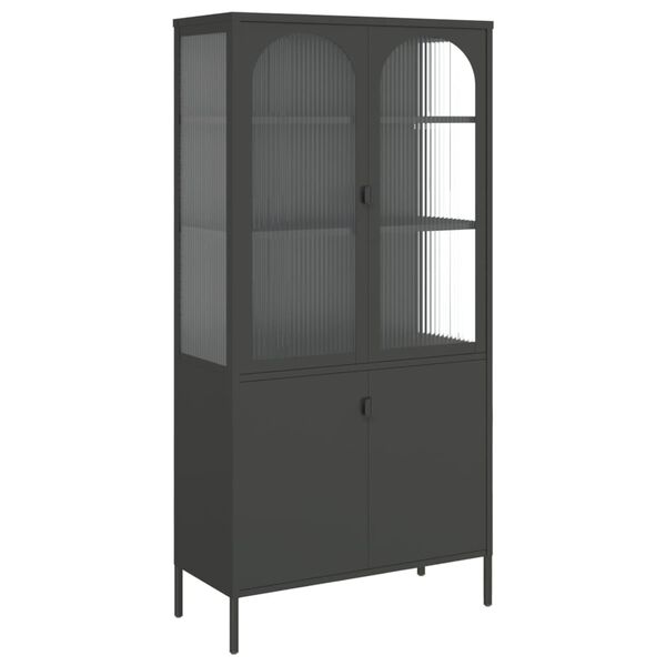 vidaXL Highboard čern&yacute; 90 x 40 x 180 cm sklo a ocel