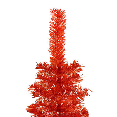 vidaXL Úzký vánoční stromek s LED a sadou koulí červený 150 cm
