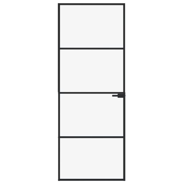 vidaXL Interiérové dveře černé 76x201,5 cm tvrzené sklo a hliník úzké