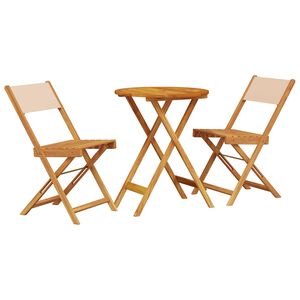 vidaXL 3d&iacute;ln&yacute; bistro set b&eacute;žov&yacute; textil a masivn&iacute; dřevo