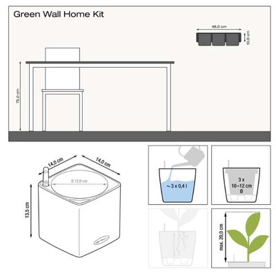 LECHUZA Květináče 3 ks Green Wall Home Kit bílé