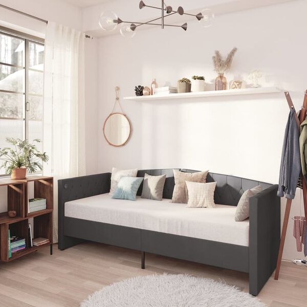 vidaXL V&aacute;lenda s matrac&iacute; a USB tmavě &scaron;ed&aacute; samet 90 x 200 cm