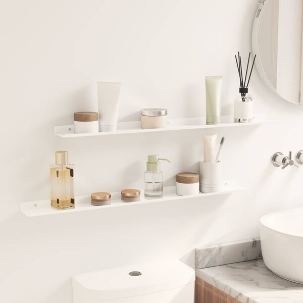 vidaXL Plovouc&iacute; police N&aacute;stěnn&yacute; 2 pcs B&iacute;l&yacute; 80 x 9 x 2,5 cm Ocel