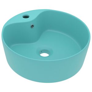 vidaXL Luxusn&iacute; umyvadlo přepad matn&eacute; světle zelen&eacute; 36x13 cm keramick&eacute;