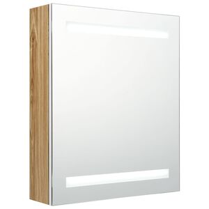 vidaXL LED koupelnov&aacute; skř&iacute;ňka se zrcadlem b&iacute;l&aacute; a dub 50 x 14 x 60 cm