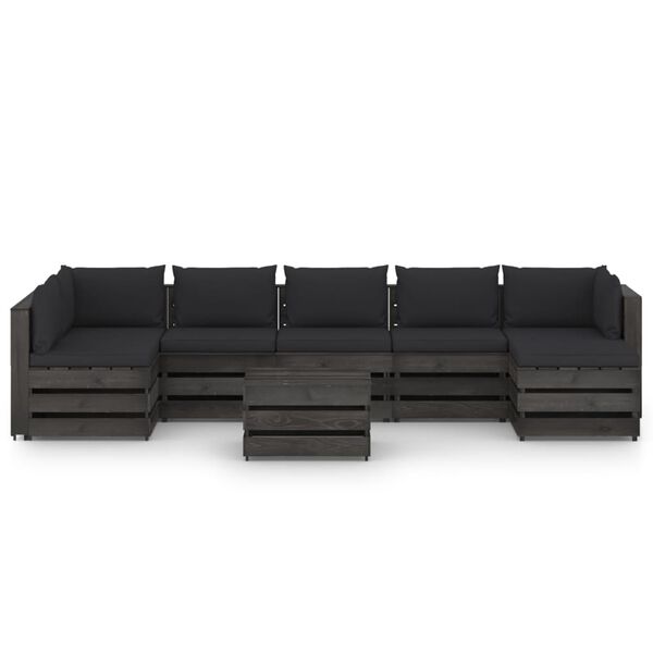 vidaXL 8d&iacute;ln&aacute; zahradn&iacute; sedac&iacute; souprava+podu&scaron;ky &scaron;edě impregnovan&eacute; dřevo