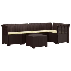 vidaXL 5-m&iacute;stn&eacute; Zahradn&iacute; Sofa s Pol&scaron;t&aacute;ři ve Vzhledu Ratan PP Hněd&aacute;