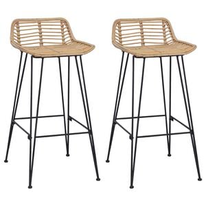 vidaXL Barov&aacute; stolička 2 ks Př&iacute;rodn&iacute; 44 x 45 x 76 cm Ratan a ocel